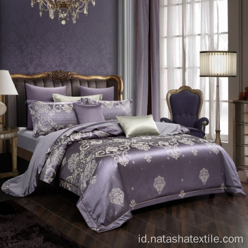 Set tempat tidur bordir satin katun Eropa